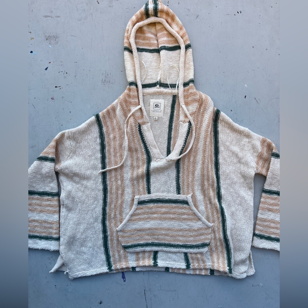 Women's Ripcurl Hoodie Multicolor Striped S Beach Cotton Hippie BOHO Camp